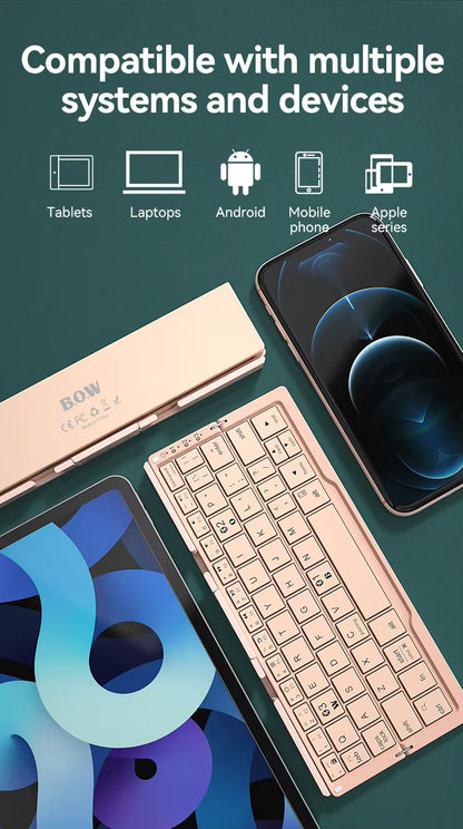 Portable Wireless Folding Keyboard – Work Anywhere on Phone, Tablet or Laptop